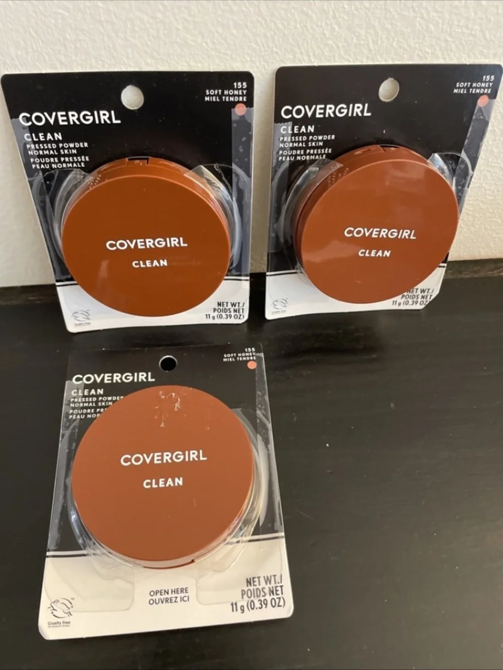 Covergirl Clean Pressed Powder Original with Talc 155 Soft Honey, x3